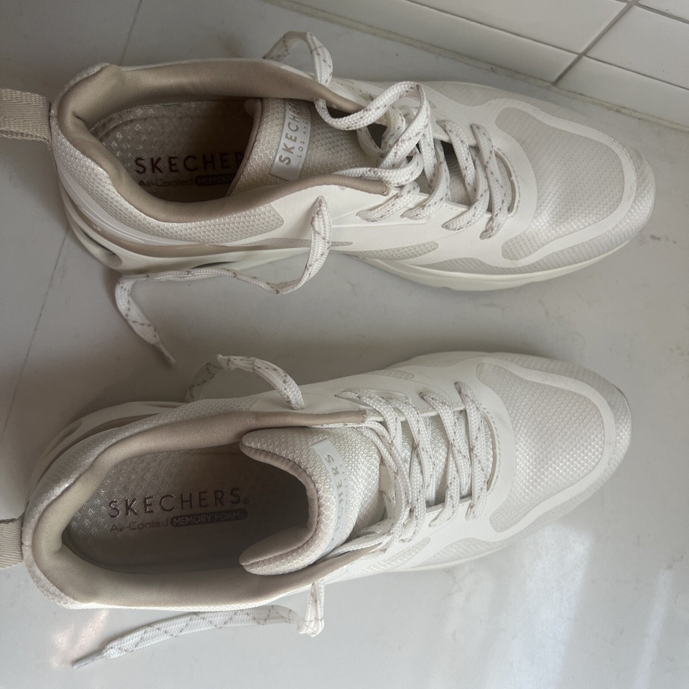 Skechers Tres-Air Uno-Modern AFF-Air White Women Running Casual Shoes 177421-WHT - Picture 2 of 6